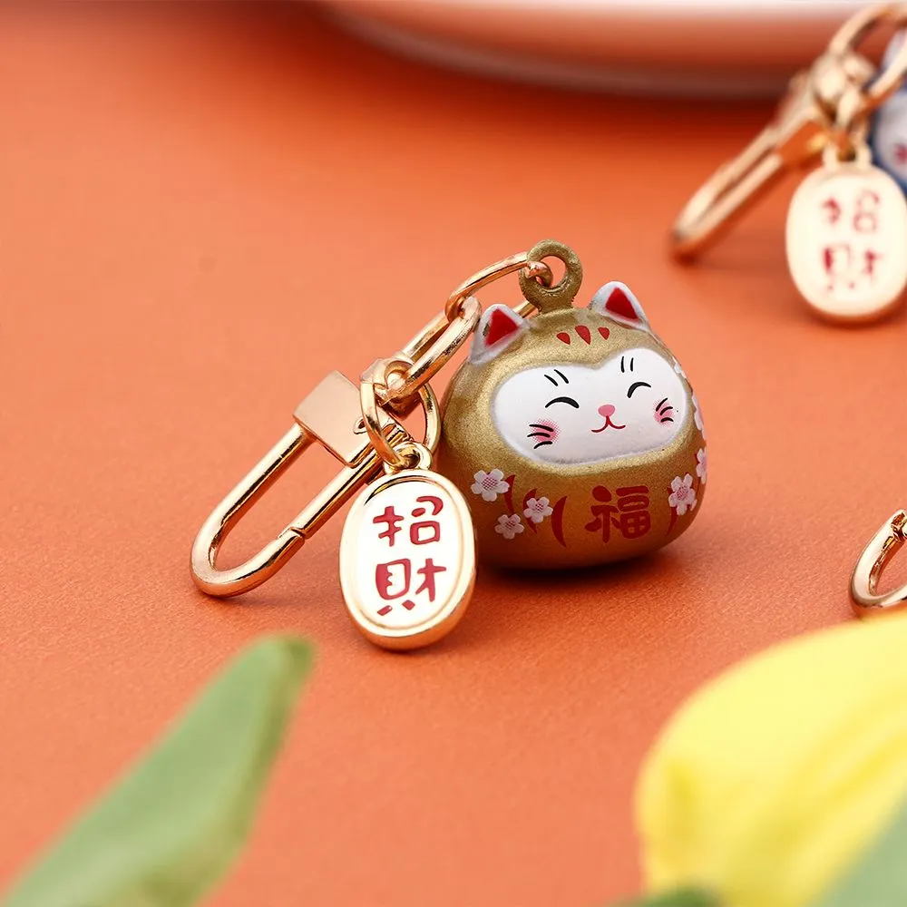 #205 3 PC lot high quality Copper Japanese Cute Lucky Cat Keychains  Key Chains handBag Charm Ornaments Pendant Keyring