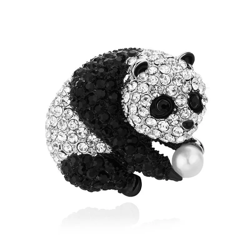 Alloy Panda Brooch - Cute Cartoon Full Drill Jewelry