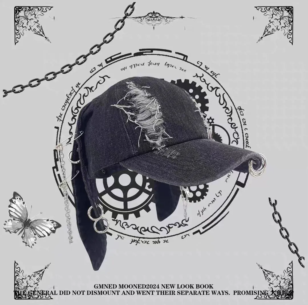 Bunny Ears Denim Graffiti Baseball Cap