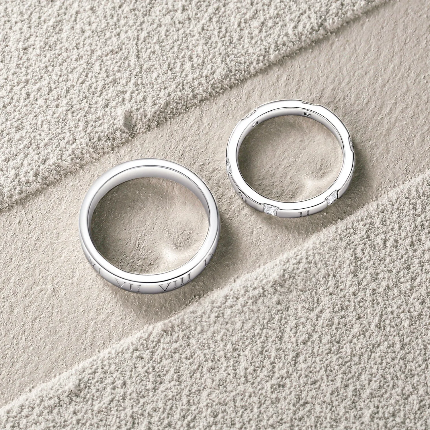 FANCIME "Time Together" Couples Promise Sterling Silver Rings