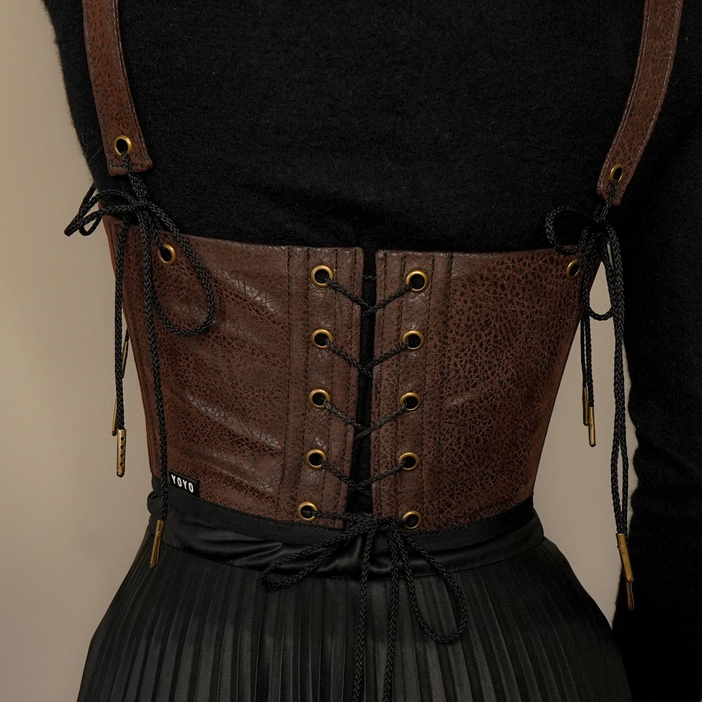 Faux Leather Underbust Corset