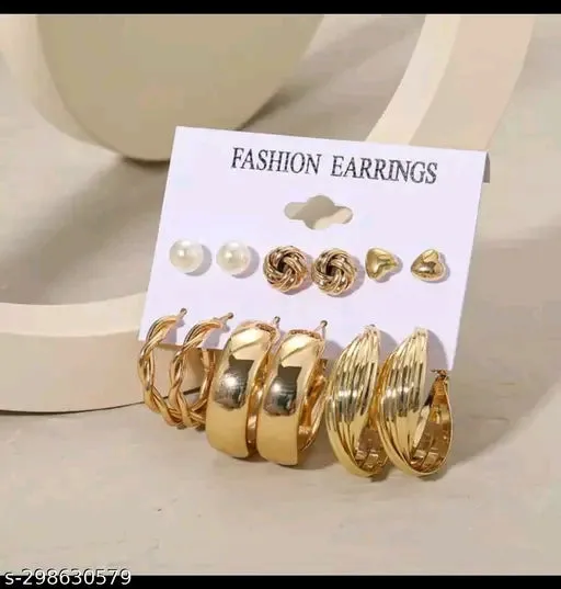 Golden Color Pearl Earrings Set