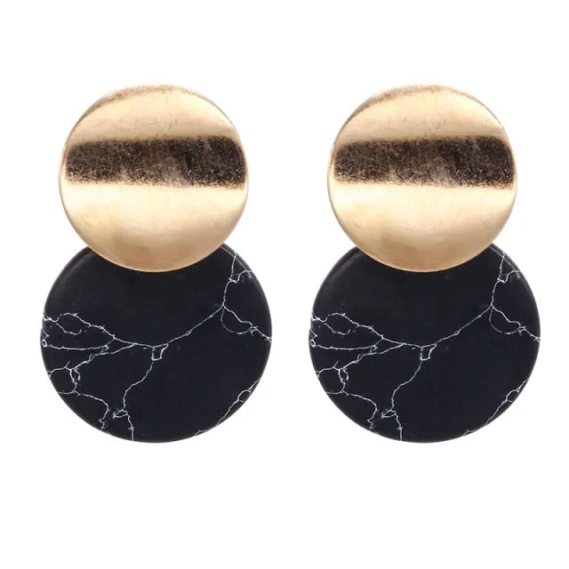 Korean Statement Black Acrylic Drop Earrings for Women