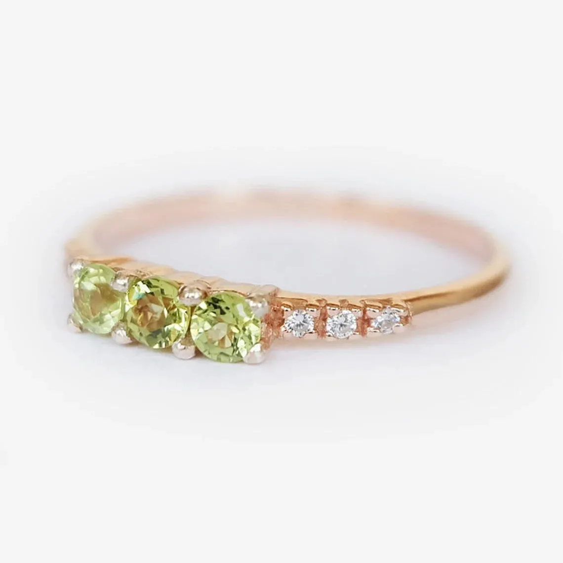 Peridot Stacking Rings - 14k Rose Gold Vermeil Ring
