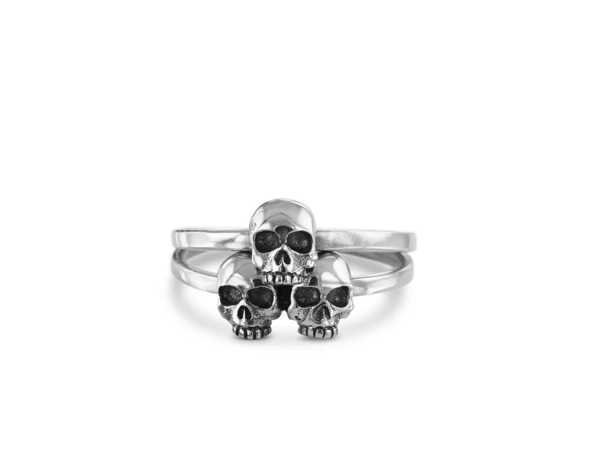 Skull Pile Stacking Rings - Silver
