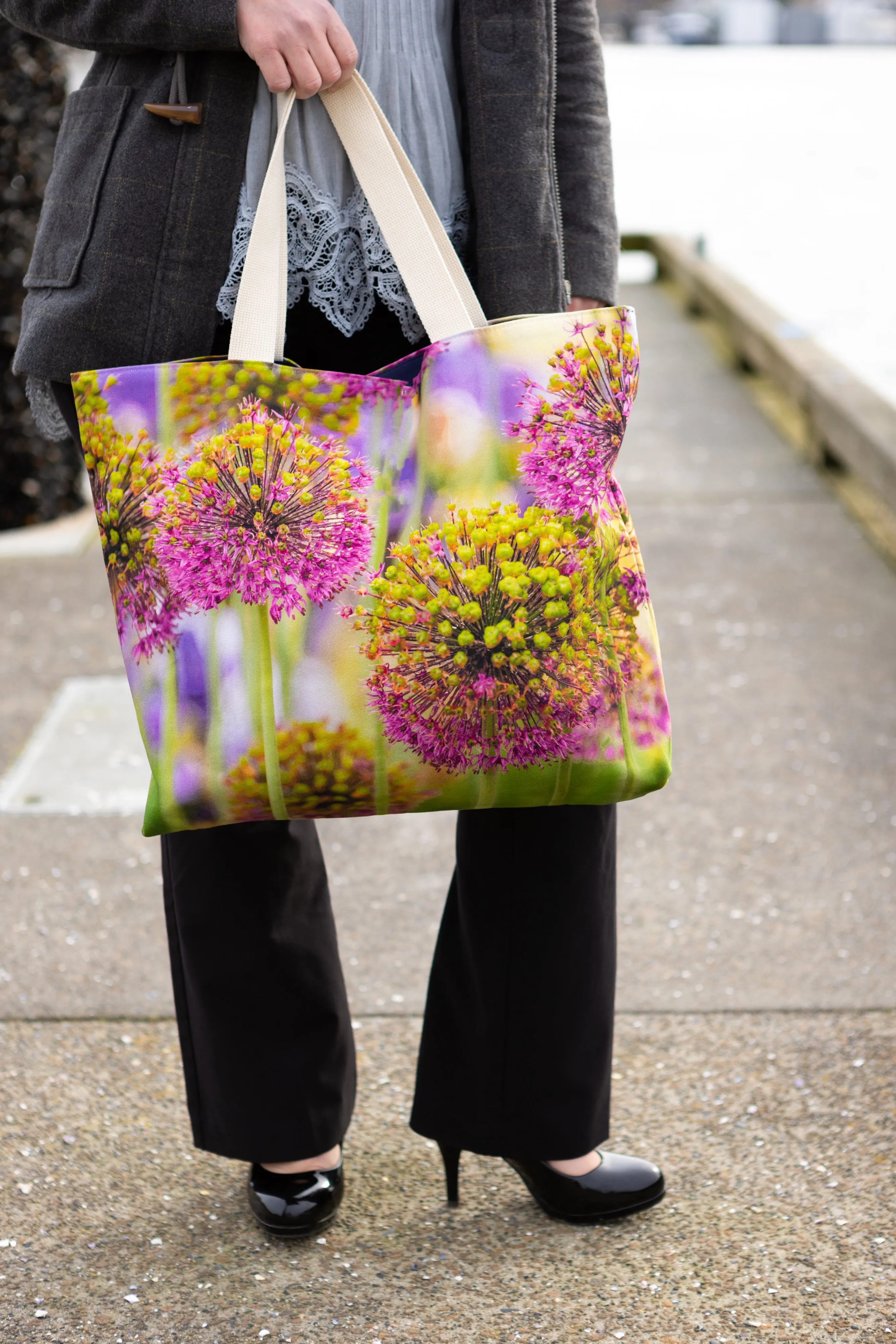 Stunning Large Allium Canvas Tote Bag