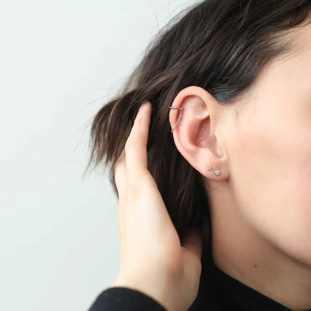 Tiny Trinity Studs in 14k Gold