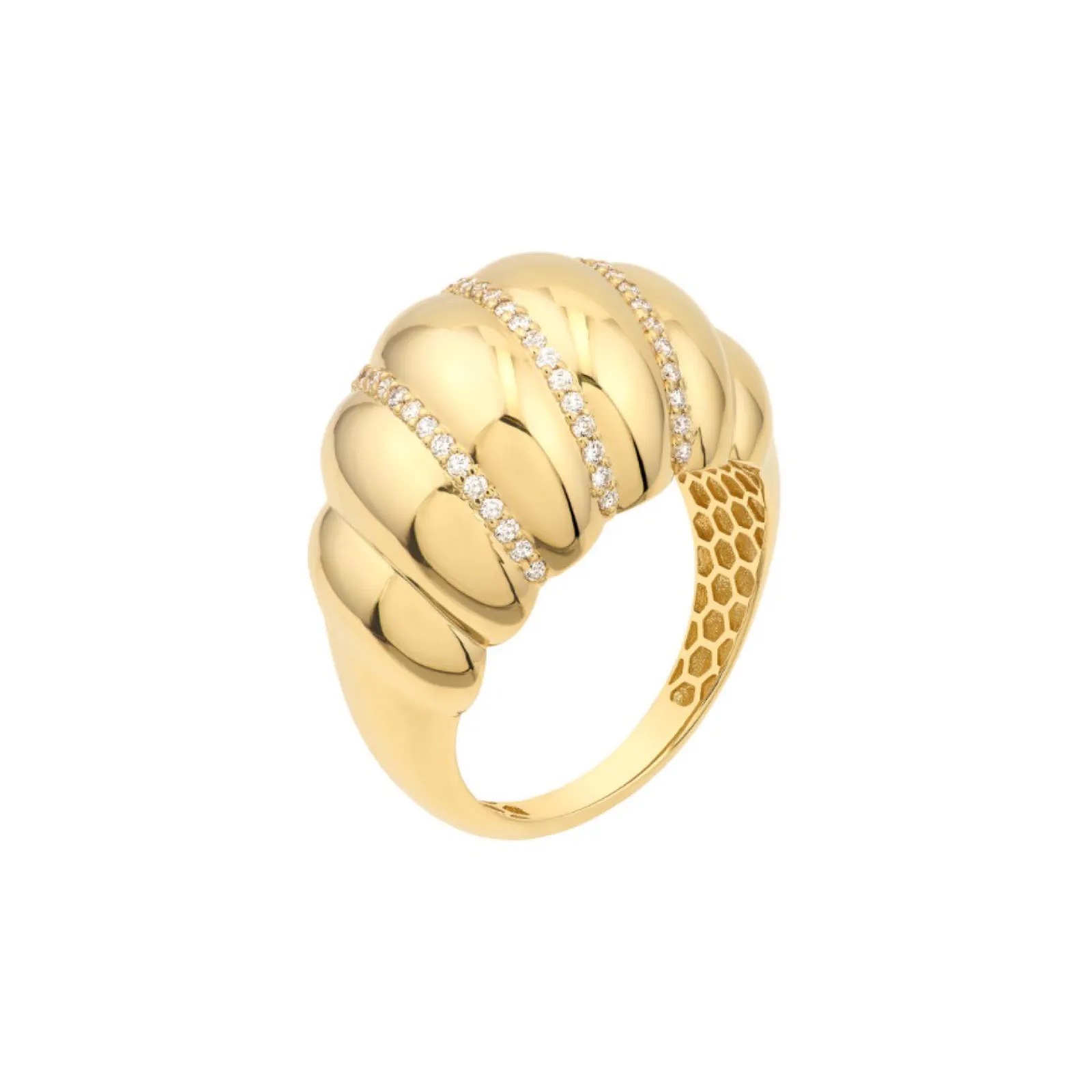 Twisted Gold & Diamond  Dome Ring