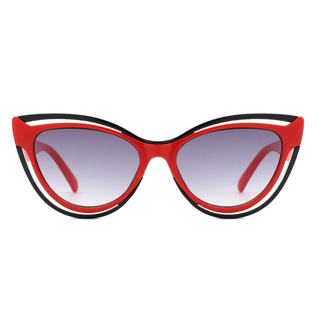Two-Tone Cat Eye Sunglasses in Red & Black