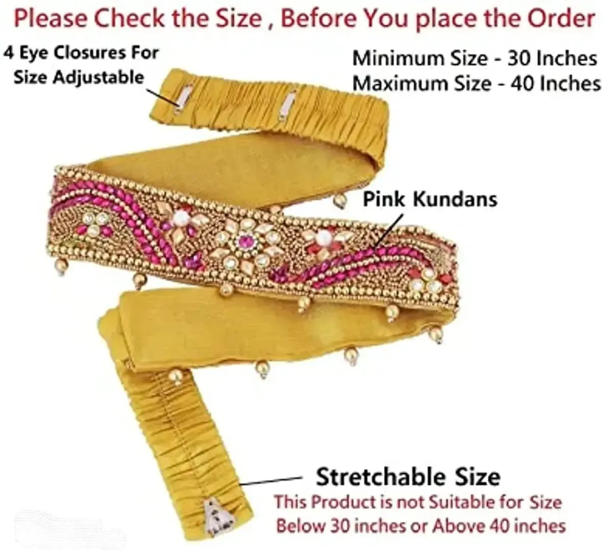 Vamas CRAFT stretchable Cloth Vaddanam Kamarbandhani, Waist Belt,Belly Chain.